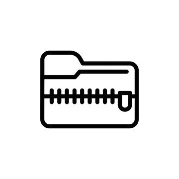 Zip folder icon outline set collection or pack Stock Illustration