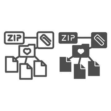 ZIP folder line and glyph icon. Archive folder vector illustration isolated on Stock Illustration