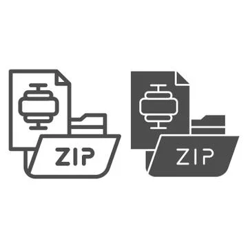ZIP folder line and glyph icon. Archiving folder vector illustration isolated on Stock Illustration