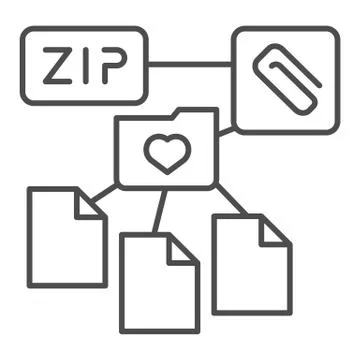 ZIP folder thin line icon. Archive folder vector illustration isolated on white Stock Illustration