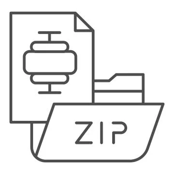 ZIP folder thin line icon. Archiving folder vector illustration isolated on Stock Illustration