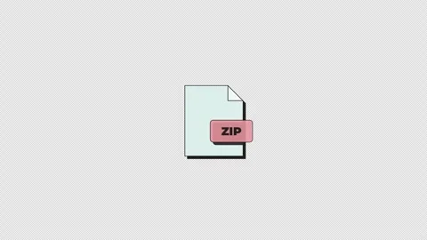 ZIP format for compressed archive neubrutalism UI element animation Stock Footage 337034133