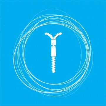 Zip icon on a blue background with abstract circles around and place for your Stock Illustration