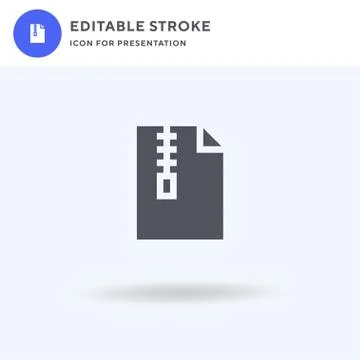 Zip icon vector, filled flat sign, solid pictogram isolated on white, logo Stock Illustration