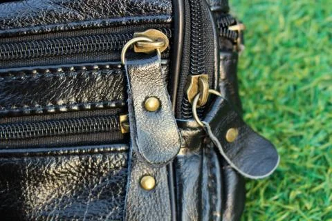 Zip of leather wallet Stock Photos