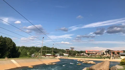 ZIp Line Over River Whitewater  Stock Footage 93149775