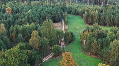 Zip line structure in park in Aizpute, Latvia Stock Footage 303328095