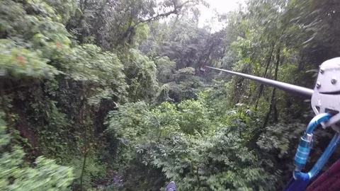 Zip line through rainforest POV Stock Footage 93095179