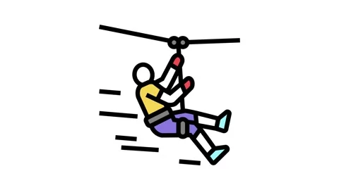 Zip lining color icon animation Stock Footage 224991960