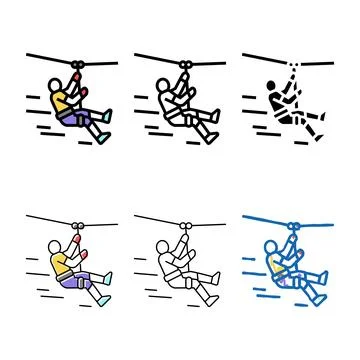 Zip lining color icon multistyle vector Stock Illustration