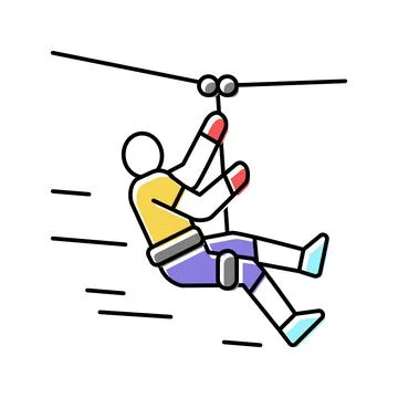 Zip lining color icon vector illustration Stock Illustration