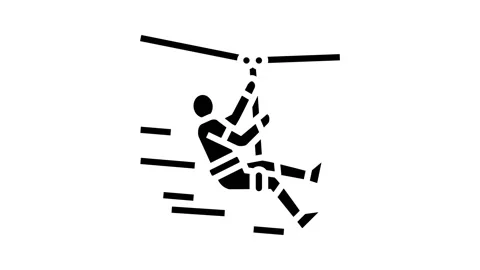 Zip lining glyph icon animation 스톡 동영상 222816210