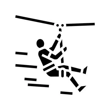 Zip lining glyph icon vector illustration Stock Illustration