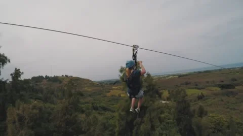 Zip Lining in Hawaii Stock Footage 68870562
