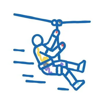 Zip lining icon doodle illustration Stock Illustration