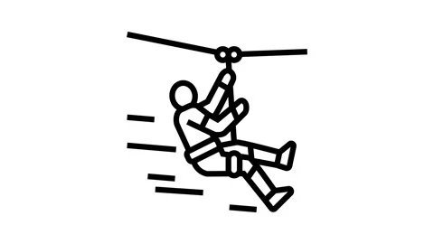 Zip lining line icon animation 스톡 동영상 224407446