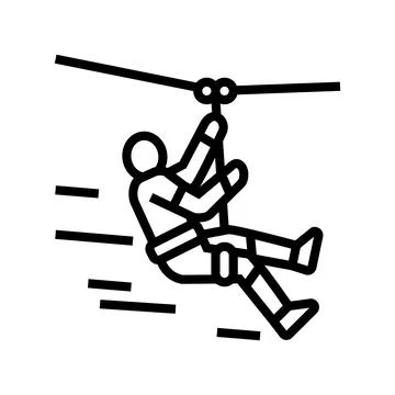 Zip lining line icon vector illustration Stock Illustration