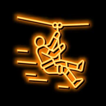 Zip lining neon glow icon illustration Stock Illustration