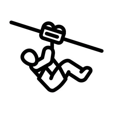 Zip lining summer spend time line icon vector illustration Stock Illustration