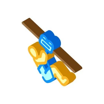 Zip lining summer spend time isometric icon vector illustration Stock Illustration