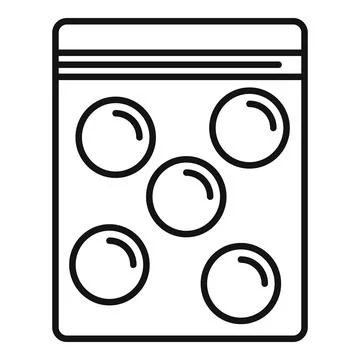 Zip lock bag containing set of six white round objects Stock Illustration