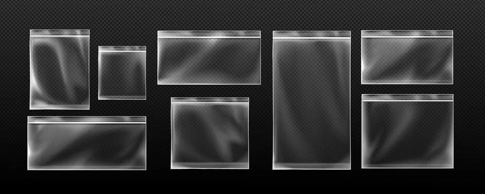 Zip lock bag set with transparent plastic pouches Stock Illustration