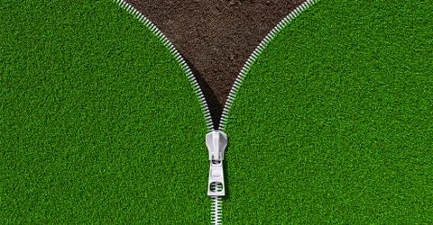 Zip open meadow green grass Stock Illustration