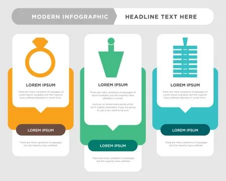 Zip, Parfum bottle, Diamond ring infographic Stock Illustration