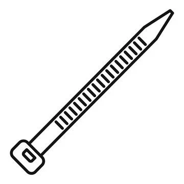 Zip tie black line art icon vector illustration Stock Illustration