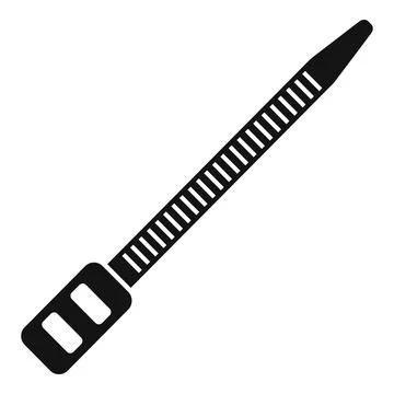 Zip tie cable fastener icon black illustration Stock Illustration