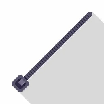 Zip tie plastic fastener icon with long shadow Stock Illustration