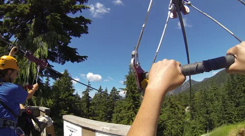 Zipline head cam view fast Video stock 37747893