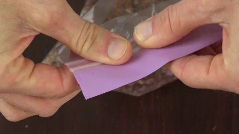 Ziploc bag being closed up Stock Footage 73255174