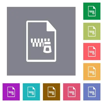 Zipped document square flat icons Illustrazione stock