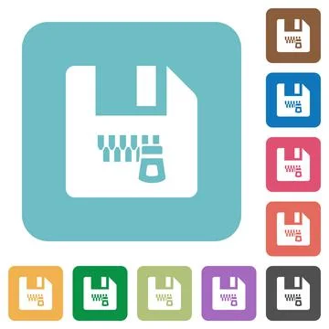 Zipped file rounded square flat icons Illustrazione stock