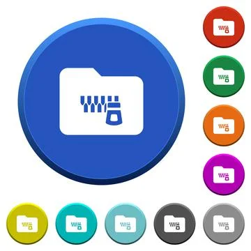 Zipped folder beveled buttons Stock Illustration
