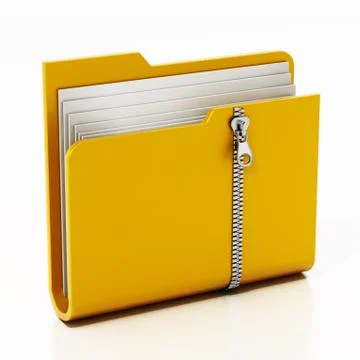 Zipped folder isolated on white background. 3D illustration Stock Illustration