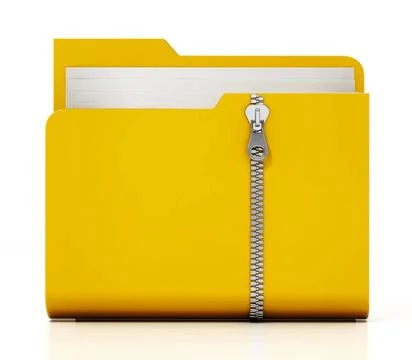 Zipped folder isolated on white background. 3D illustration Zipped folder ... Foto stock