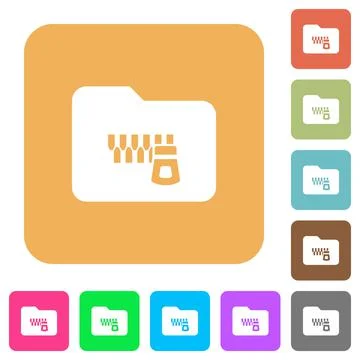 Zipped folder rounded square flat icons Stock Illustration