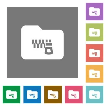 Zipped folder square flat icons Stock Illustration