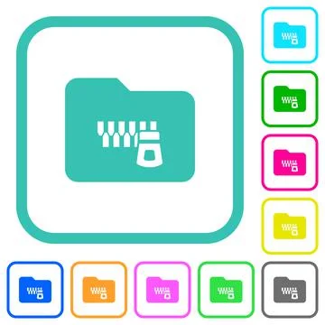 Zipped folder vivid colored flat icons Stock Illustration