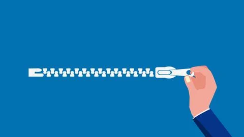 Zipper background. Hands closed zipper sign. vector illustration イラスト素材