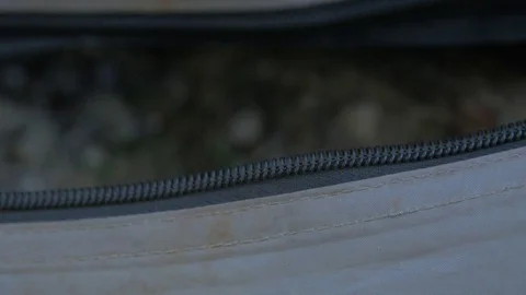 Zipper on a bag being opened Video stock 71558920