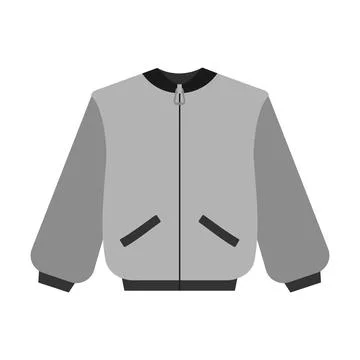 Zipper Bomber Jacket cuffed sleeves Grayscale Sticker Icon Logo Brand Minimalist イラスト素材