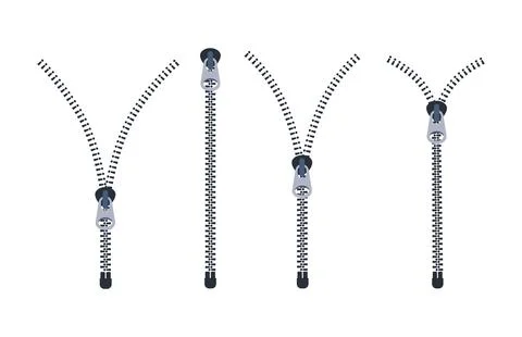 Zipper. Closed and open zip. Clothes accessory. Vector illustration Stock-Illustration