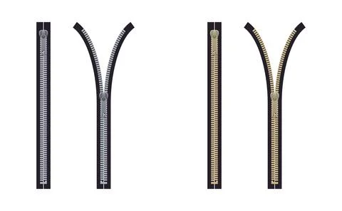 Zipper closed open realistic vector Stock Illustration