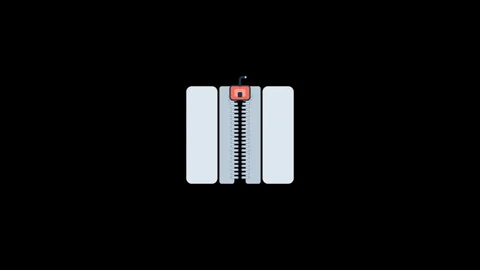 Zipper closing and locking with padlock on black background Video stock 347451844
