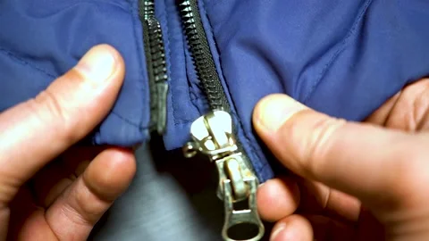Zipper Closure On The Jacket, Zipper Jacket Close Up Macro Stock Footage 231628572