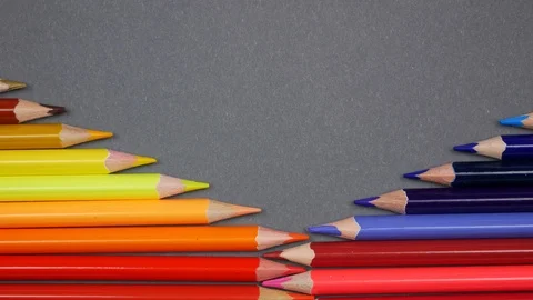 Zipper from colored pencils, stop motion Video stock 100299189