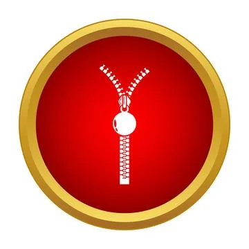 Zipper fastener icon on red background Stock Illustration